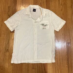 RSQ White Short Sleeve Men's Shirt with Palm tree detail